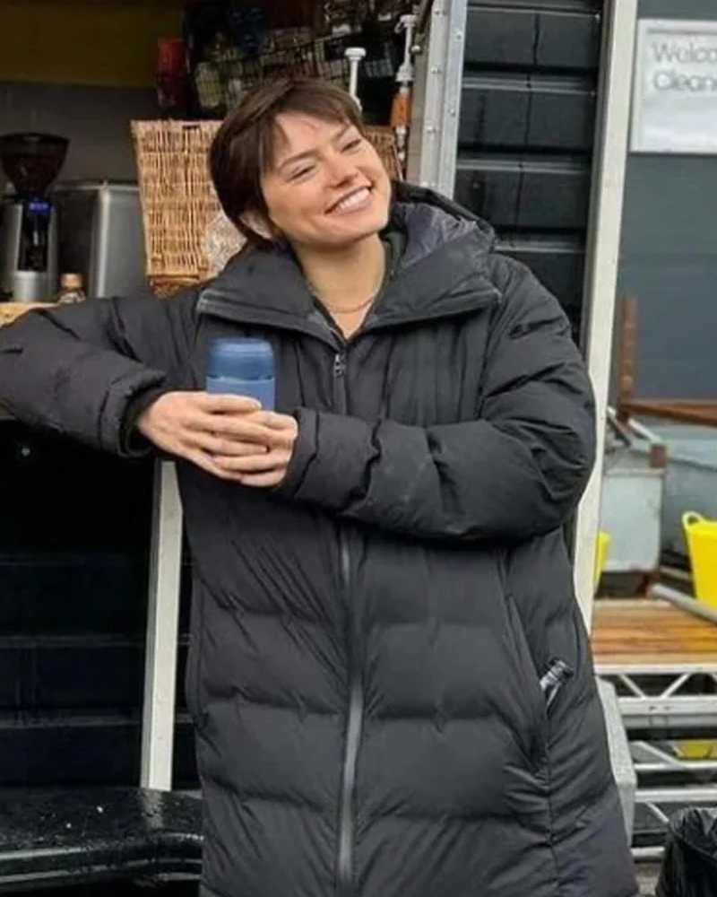 Daisy Ridley Cleaner 2025 Puffer Hooded Jacket