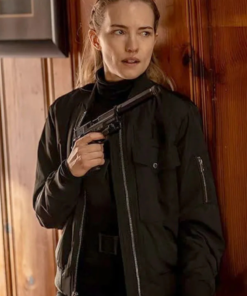 Willa Fitzgerald Alarum Black Bomber Jacket