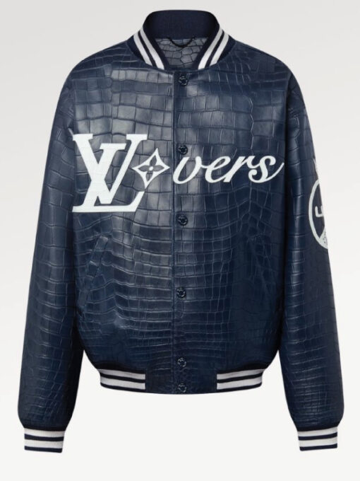 Mens Louis Vuitton Vers 2024 Blue Varsity Jacket