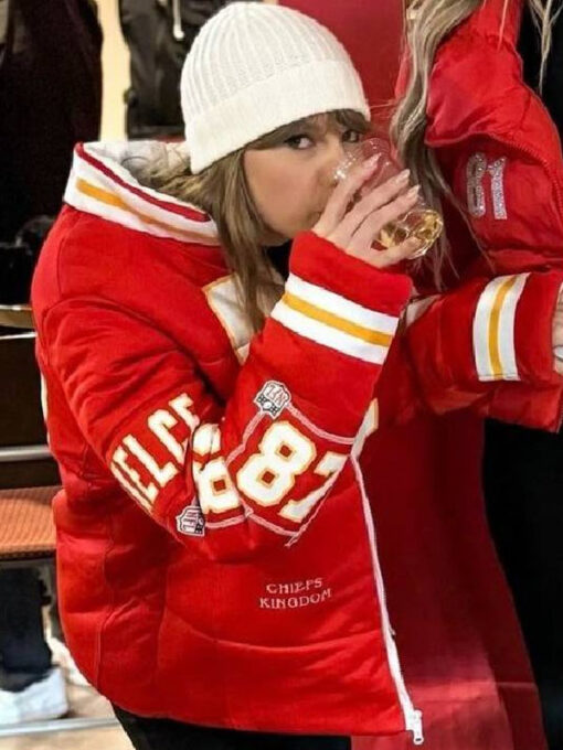 Taylor Swift Kelce 87 Red Puffer Jacket