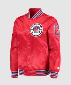 LA Clippers The Diamond Classic Red Satin Varsity Jacket