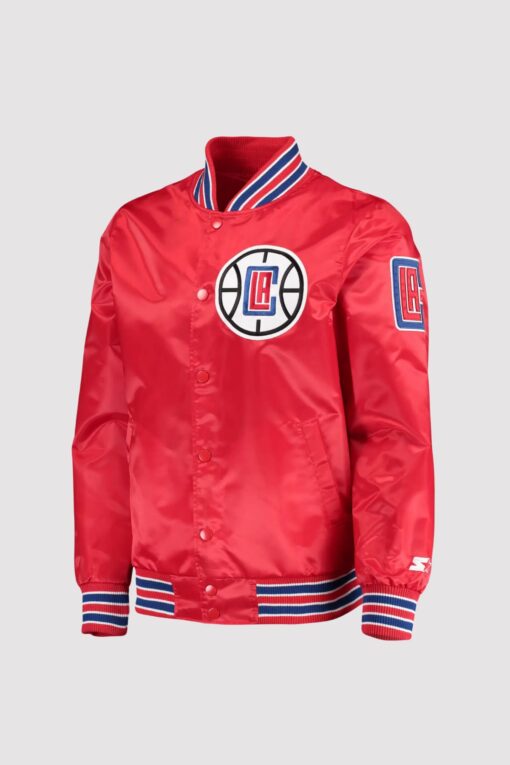 LA Clippers The Diamond Classic Red Satin Varsity Jacket