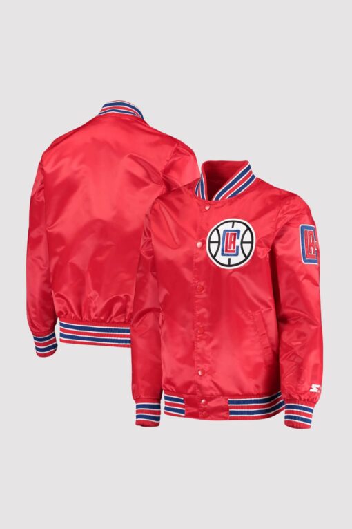 LA Clippers The Diamond Classic Red Satin Varsity Jacket