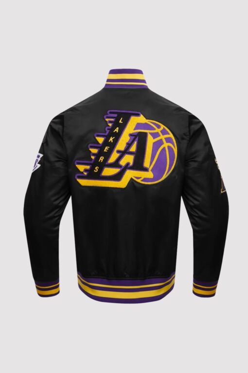 Los Angeles Lakers Mash Up Black Satin Varsity Jacket