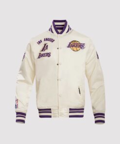 Los Angeles Lakers Retro Classic Rib Satin Varsity Jacket