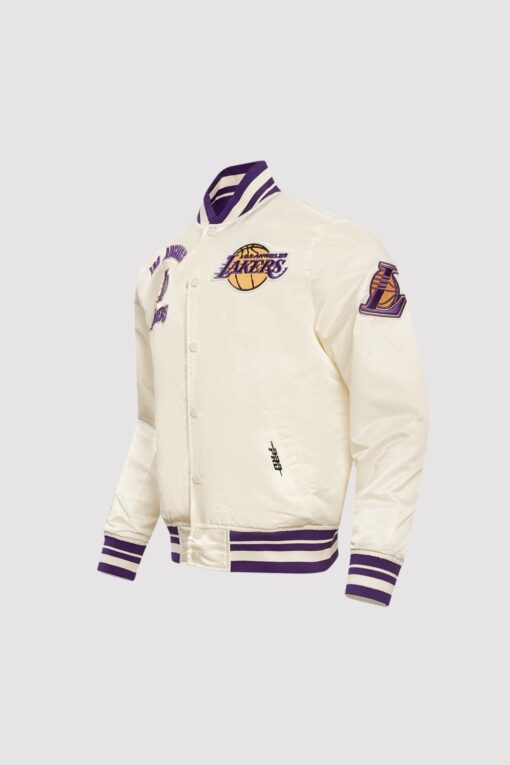 Los Angeles Lakers Retro Classic Rib Satin Varsity Jacket