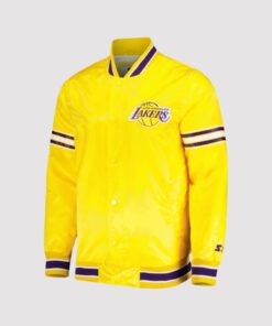 Los Angeles Lakers Slider Yellow Satin Varsity Jacket