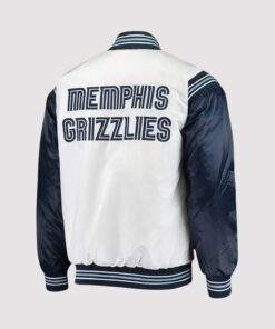 Memphis Grizzlies Renegade White & Navy Satin Varsity Jacket