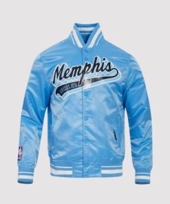 Memphis Grizzlies Script Tail Blue Satin Varsity Jacket