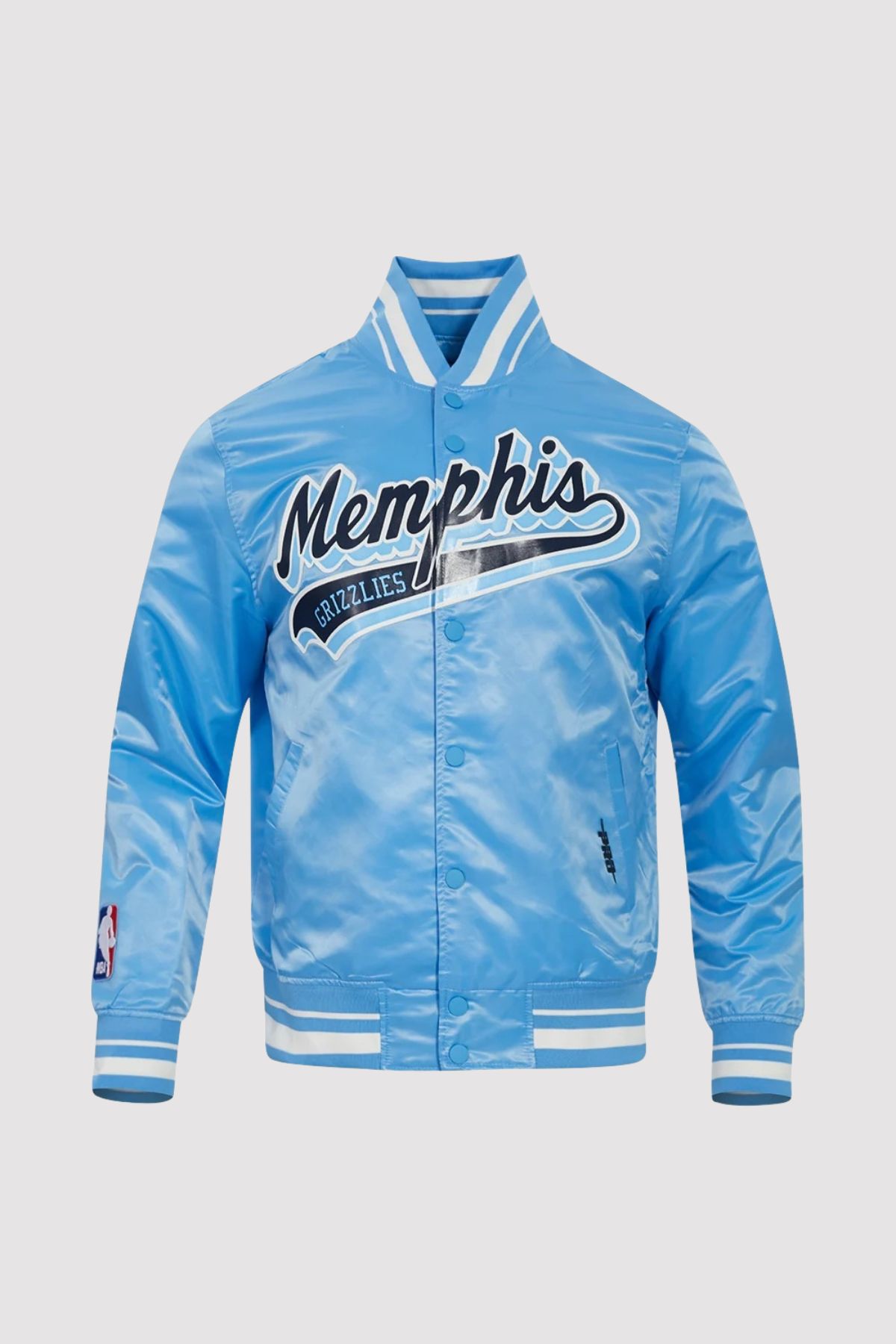 Memphis Grizzlies Script Tail Blue Satin Varsity Jacket