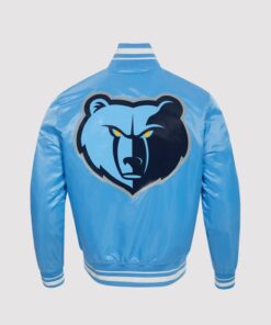 Memphis Grizzlies Script Tail Blue Satin Varsity Jacket