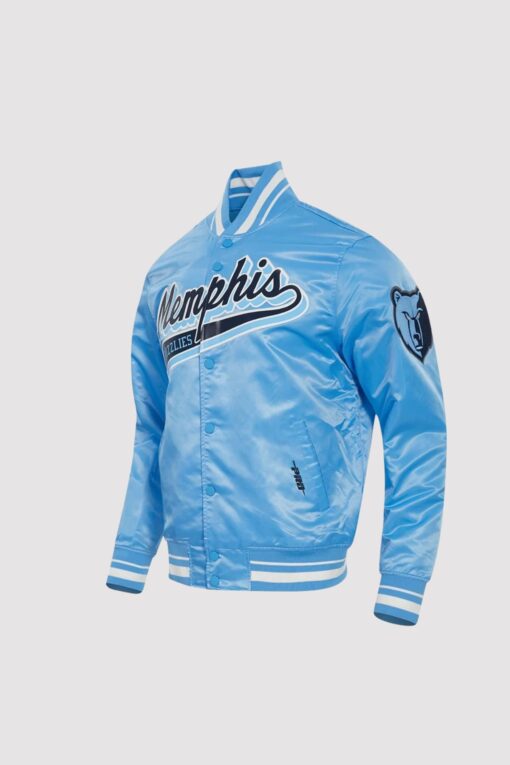 Memphis Grizzlies Script Tail Blue Satin Varsity Jacket