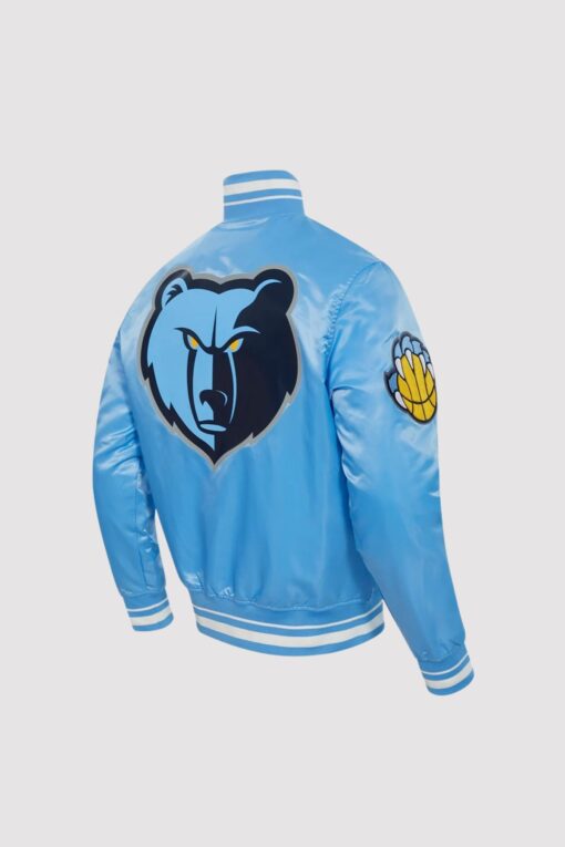 Memphis Grizzlies Script Tail Blue Satin Varsity Jacket