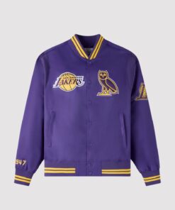 OVO X NBA Los Angeles Lakers Purple Varsity Jacket