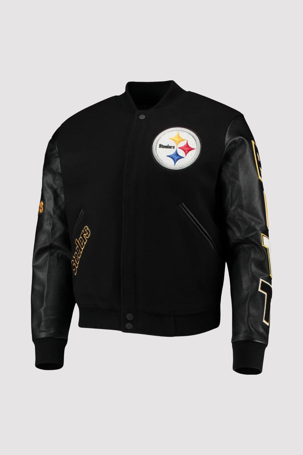 Pittsburgh Steelers Black Wool and leather Jacket