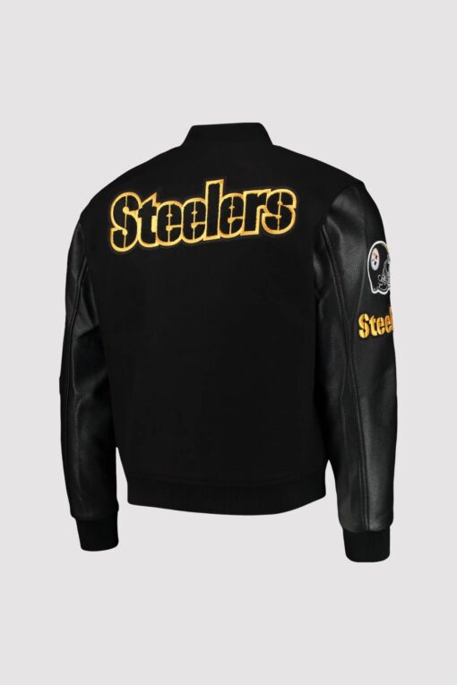 Pittsburgh Steelers Black Wool and leather Jacket