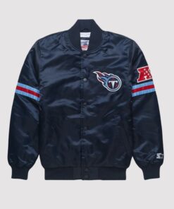 Striped Tennessee Titans Navy Blue Varsity Jacket