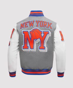 New York Knicks Mashup Wool and Leather Varsity Jacket