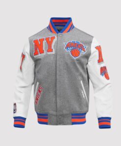 New York Knicks Mashup Wool and Leather Varsity Jacket