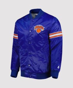 New York Knicks Pick & Roll Blue Satin Varsity Jacket