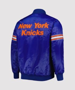 New York Knicks Pick & Roll Blue Satin Varsity Jacket