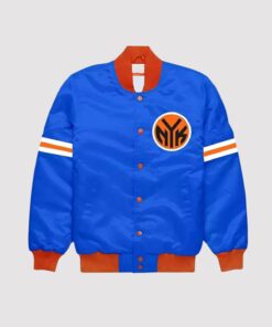 New York Knicks Striped Blue Bomber Jacket