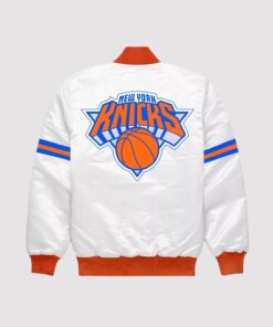 New York Knicks Striped White Bomber Jacket