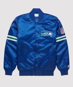 Seattle Seahawks Blue Satin Varsity Jacket