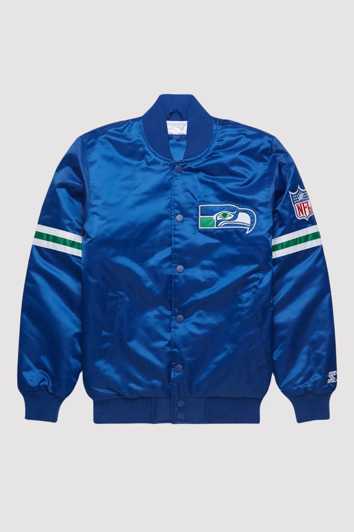 Seattle Seahawks Blue Satin Varsity Jacket